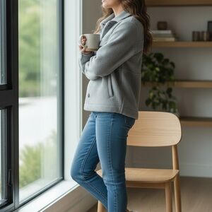 Women’s Light Gray Fleece Pullover Sweater